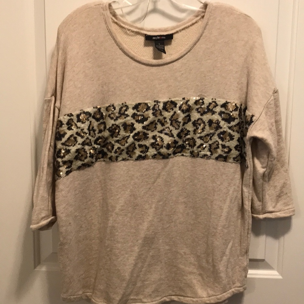 Cute baggy sweater cheetah leopard sequins bling